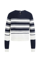 Load image into Gallery viewer, Cotton Blend Knit Striped Sweater - Navy