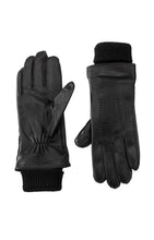 Load image into Gallery viewer, Leather Glove with Knit Cuff - Black