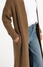 Load image into Gallery viewer, Long Chunky Knit Cardigan - Otter Brown Melange