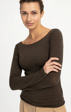 Load image into Gallery viewer, Long Sleeve Boat Neck Top - Slate Brown