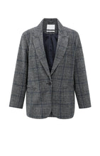 Load image into Gallery viewer, Oversized checked wool blend blazer