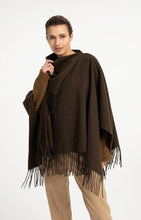 Load image into Gallery viewer, Poncho with fringe - Slate Brown