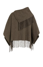 Load image into Gallery viewer, Poncho with fringe - Slate Brown