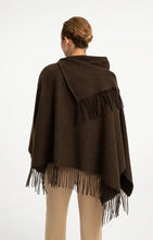 Load image into Gallery viewer, Poncho with fringe - Slate Brown