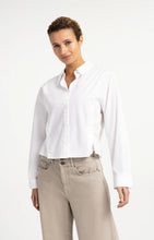 Load image into Gallery viewer, Poplin cotton blend blouse with adjustable waist - White