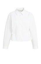 Load image into Gallery viewer, Poplin cotton blend blouse with adjustable waist - White