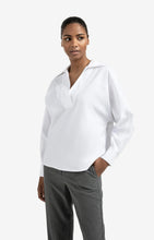 Load image into Gallery viewer, Poplin Blouse with Polo Collar - White