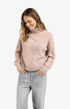 Load image into Gallery viewer, Ribbed Turtleneck Sweater - Grey Pink Melange
