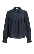 Load image into Gallery viewer, Sheer Pleated Blouse - Cat Black