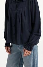 Load image into Gallery viewer, Sheer Pleated Blouse - Cat Black