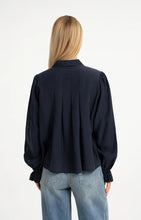 Load image into Gallery viewer, Sheer Pleated Blouse - Cat Black