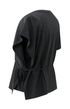 Load image into Gallery viewer, Cotton blend top with tie detail - Black