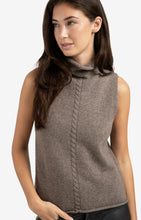 Load image into Gallery viewer, Sleeveless Sweater with Cable Detail - Brown Melange