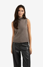 Load image into Gallery viewer, Sleeveless Sweater with Cable Detail - Brown Melange