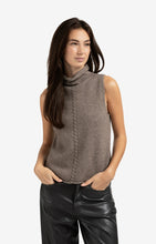 Load image into Gallery viewer, Sleeveless Sweater with Cable Detail - Brown Melange