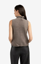 Load image into Gallery viewer, Sleeveless Sweater with Cable Detail - Brown Melange