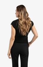 Load image into Gallery viewer, Sleeveless Sweater with knot detail and shimmer - Black