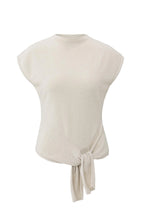 Load image into Gallery viewer, Sleeveless Sweater with knot detail and shimmer - Cream