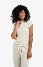 Load image into Gallery viewer, Sleeveless Sweater with knot detail and shimmer - Cream