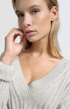 Load image into Gallery viewer, Soft Rib V Neck Sweater - Ice Grey Melange