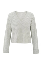 Load image into Gallery viewer, Soft Rib V Neck Sweater - Ice Grey Melange