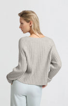 Load image into Gallery viewer, Soft Rib V Neck Sweater - Ice Grey Melange