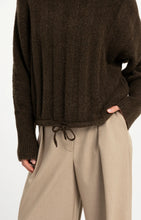 Load image into Gallery viewer, Sweater with batwing sleeve & drawstring hem - Slate Brown