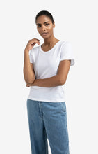 Load image into Gallery viewer, Round Neck Cotton Blend Tee - White