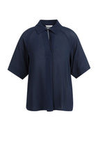 Load image into Gallery viewer, Raglan Sleeve Blouse with Pearl Closure - Navy