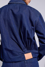 Load image into Gallery viewer, Bubble Hem Zip Front Denim Jacket