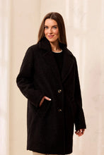 Load image into Gallery viewer, Boucle Button Front Coat - Black