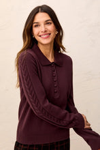Load image into Gallery viewer, Collared Cable Knit Sweater - Fudge