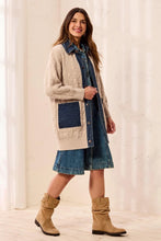 Load image into Gallery viewer, Cable Knit Coatigan with Denim Patch Pockets