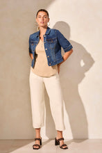 Load image into Gallery viewer, Comfort Stretch Elbow-Sleeve Denim Jacket - Stormy Blue