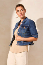 Load image into Gallery viewer, Comfort Stretch Elbow-Sleeve Denim Jacket - Stormy Blue