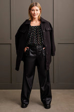 Load image into Gallery viewer, Faux Leather Wide Leg Trouser - Black