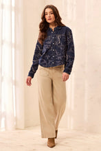 Load image into Gallery viewer, Floral Applique Denim Shacket