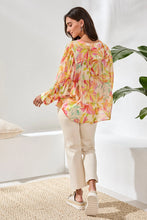 Load image into Gallery viewer, Flowy Dolman Sleeve Blouse - Rose Silk Print