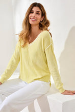 Load image into Gallery viewer, Cotton V Neck Sweater with Special Wash - Lemongrass