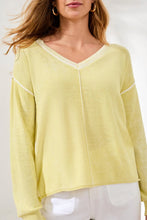 Load image into Gallery viewer, Cotton V Neck Sweater with Special Wash - Lemongrass