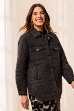 Load image into Gallery viewer, Quilted & Denim Combo Barn Jacket - Black