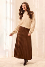 Load image into Gallery viewer, Pleated Stretch Faux Suede Maxi Skirt