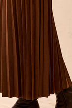 Load image into Gallery viewer, Pleated Stretch Faux Suede Maxi Skirt