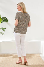 Load image into Gallery viewer, Printed Crew Neck Top with Ruching - Leopard Print