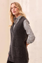 Load image into Gallery viewer, Tunic Length Sweater Vest - Charcoal