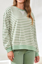Load image into Gallery viewer, Striped French Terry Crew Neck Long Sleeve - Moss