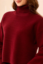 Load image into Gallery viewer, Ribbed Mock Neck Sweater - Cherry Lacquer