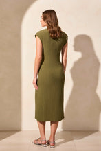 Load image into Gallery viewer, Textured Short Sleeve Midi Dress - Loden