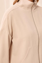 Load image into Gallery viewer, Waffle Knit Puff Sleeve Zip Up - Sand Dune