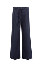 Load image into Gallery viewer, Wide Leg Cotton Trouser with Pleat & Drawstring Detail - Navy